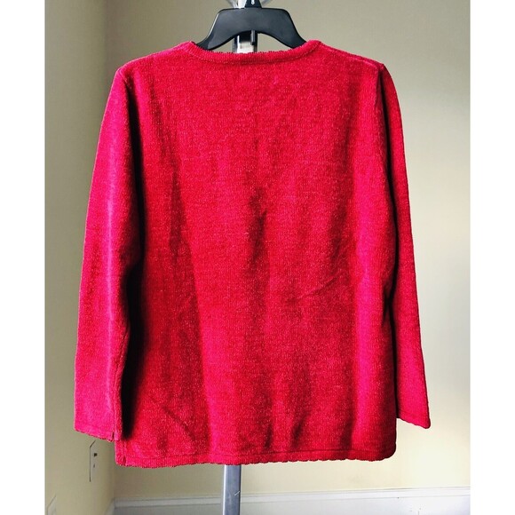 JENNY SIZE M RED FLORAL SWEATER PULL OVER, LONG SLEEVE, VERY SOFT, NICE DESING. - Picture 4 of 11